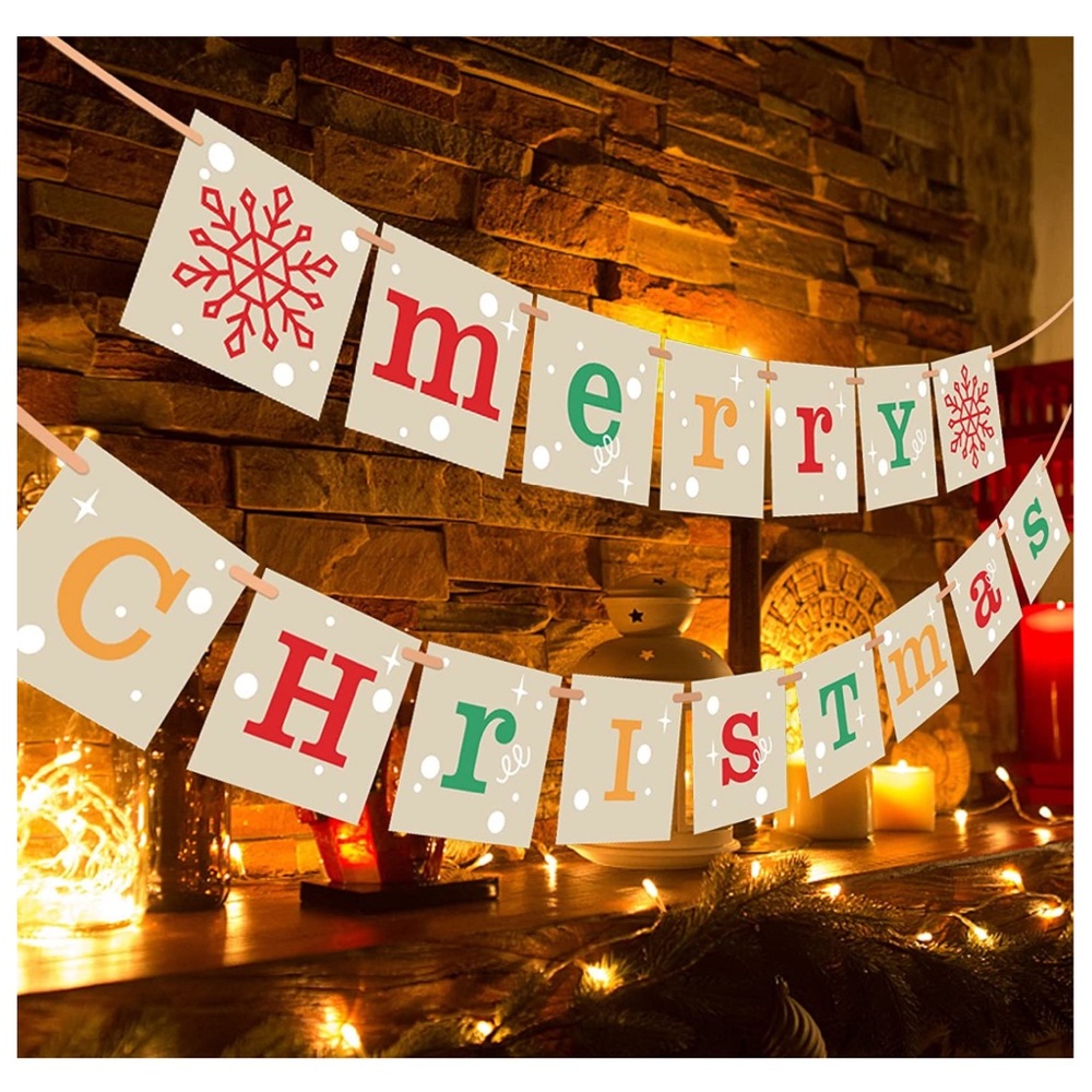 Merry Christmas Fireplace Banner